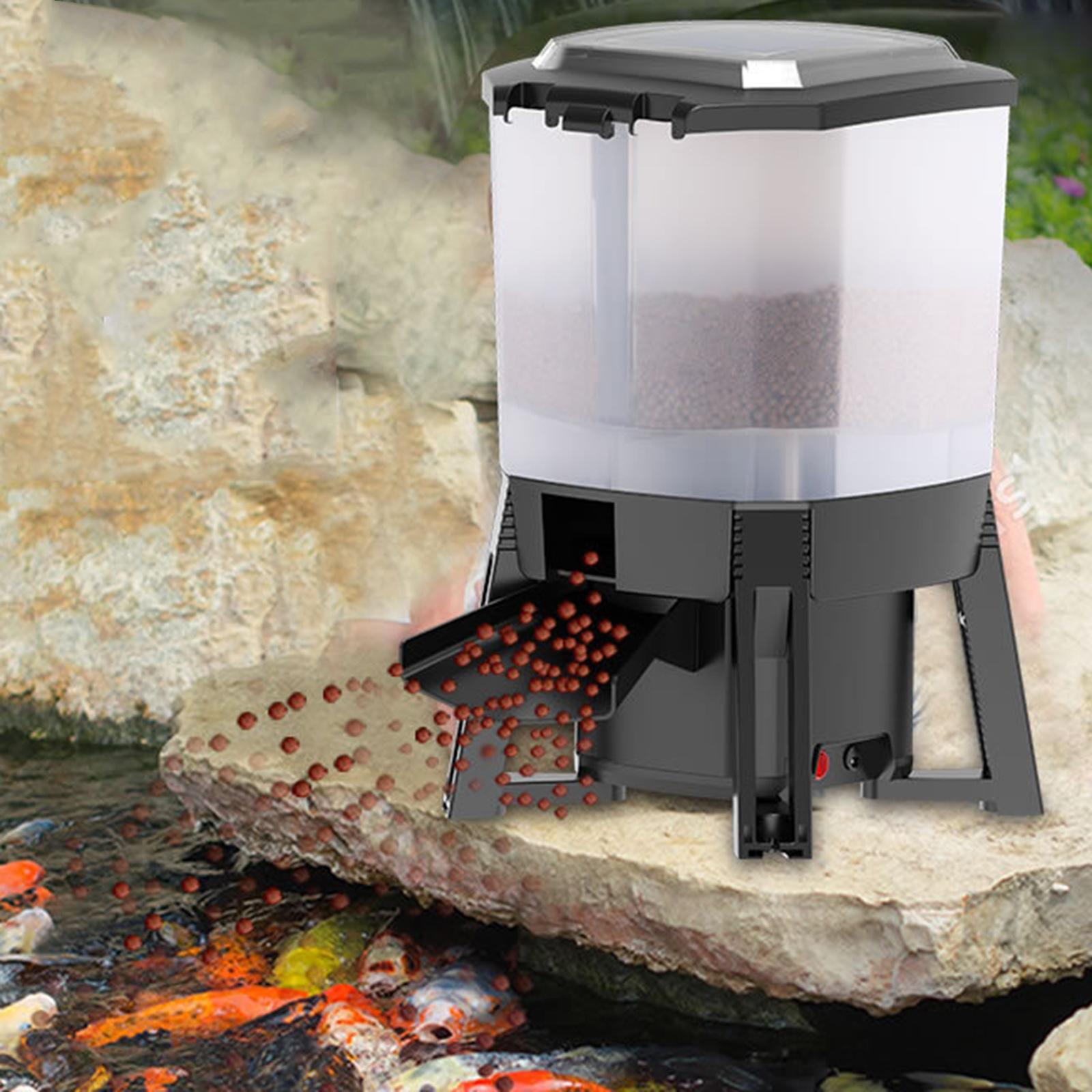 Aquarium Fish Koi - เครื่องให้อาหารปลาอัตโนมัติพลังงานแสงอาทิตย์ ปรับได้ 6 ลิตร ตั้งเวลาได้ สำหรับตู้ปลา