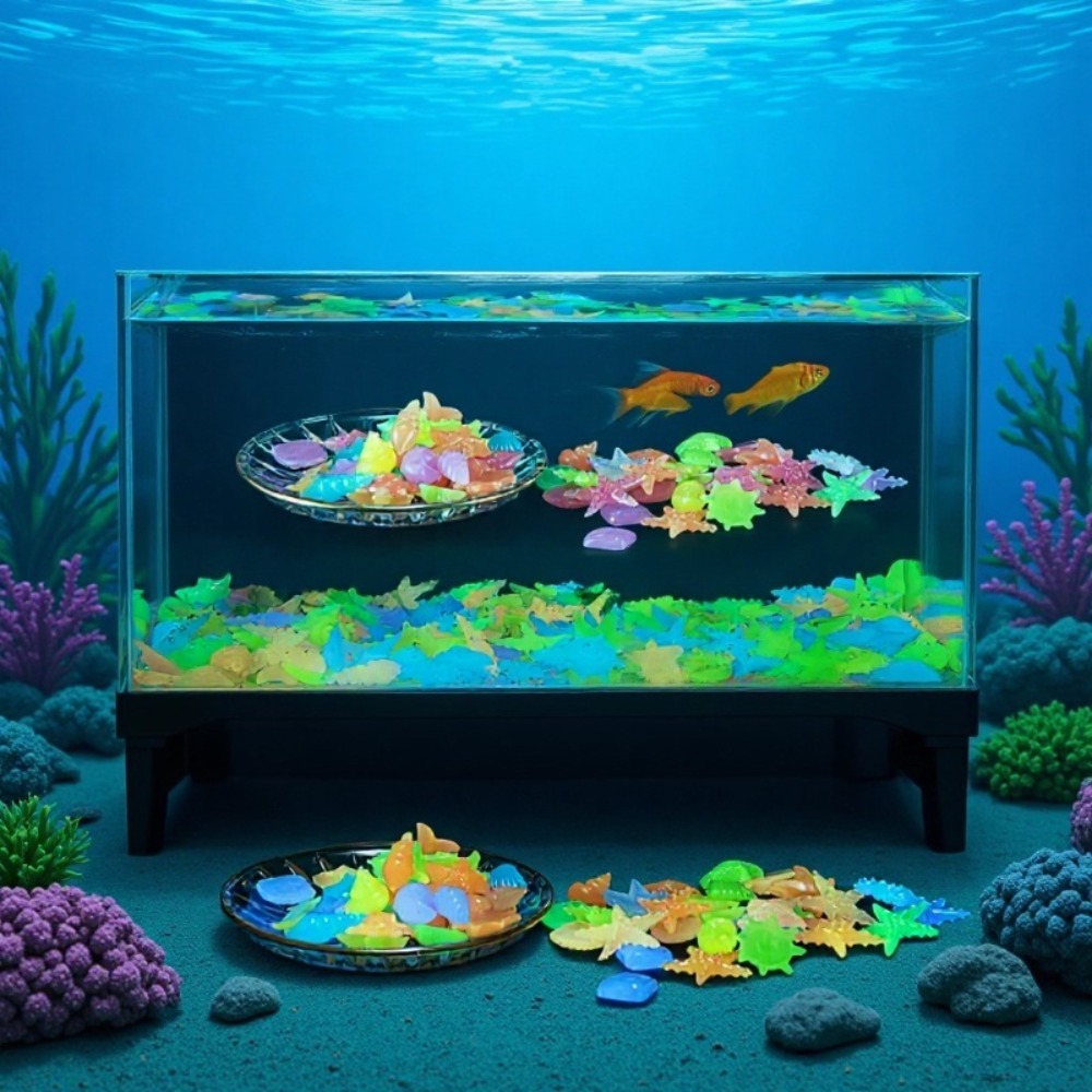 Aquarium Fish Quarantine - หินเรืองแสงในทะเล เปลือกหอยเรืองแสง ปลาดาวหลากสีสัน สำหรับตกแต่งตู้ปลา ตกแต่งภูมิทัศน์ ให้แสงสว่างในตู้ปลา