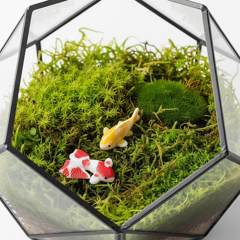 Aquarium Fish Koi - รูปปั้นปลาคาร์ฟเรซิ่นขนาดเล็ก น่ารัก สีสันสดใส ตกแต่งดอกบัว ปลอดสารพิษ กันน้ำ
