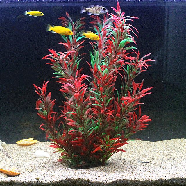 Aquarium Fish Saltwater - 50 ซม.ถังปลาประดิษฐ์พืชหายากAquariumปลอมไม้ไผ่น้ําหญ้าพลาสติกสีม่วงสีเขียวหญ้าน้ําภูมิทัศน์Decor