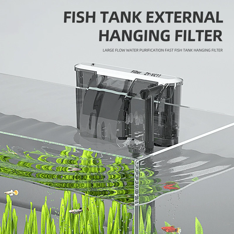 Aquarium Fish Waste Collector - 110V 220V Aquarium FILTER ติดผนังถังปลากรองภายนอกหญ้าถังกรองน้ําไหลปรับเหมาะสําหรับ 30-80