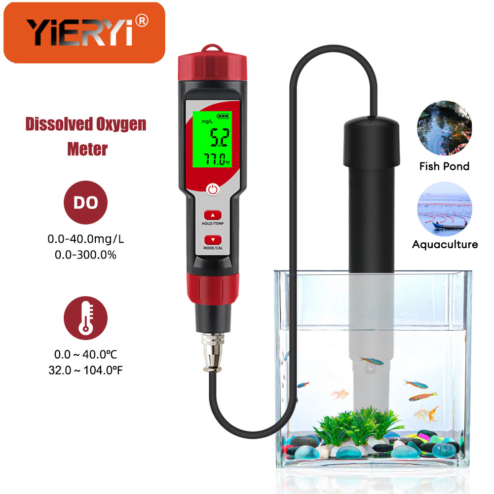 Aquarium Fish Koi - เครื่องวัดออกซิเจนละลายน้ําสําหรับน้ํา ATC, 0-40.00 มก./ลิตร, ชุดทดสอบความละเอียด 0.1