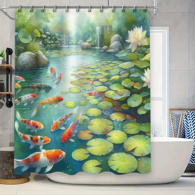 Vibrant Fishes ผ้าม่าน Lotus P - Aquarium Fish Koi บทวิจารณ์และราคา