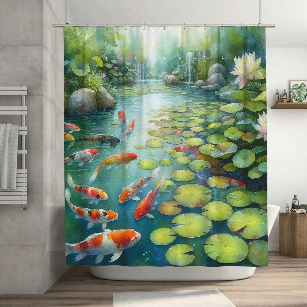Vibrant Fishes ผ้าม่าน Lotus P - Aquarium Fish Koi บทวิจารณ์และราคา