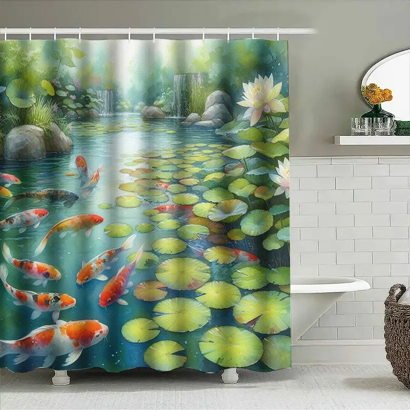 Vibrant Fishes ผ้าม่าน Lotus P - Aquarium Fish Koi บทวิจารณ์และราคา