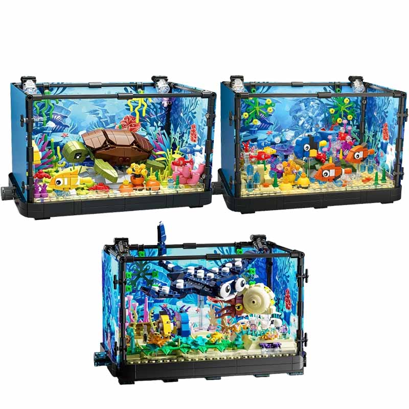 ชุดบล็อกตัวต่อตู้ปลาพร้อมไฟ，ตู - Aquarium Fish Saltwater บทวิจารณ์และราคา