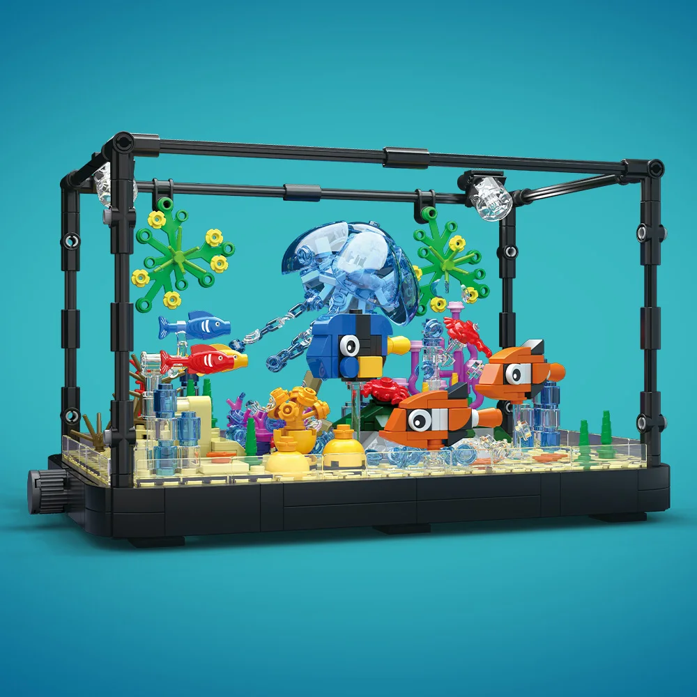 ชุดบล็อกตัวต่อตู้ปลาพร้อมไฟ，ตู - Aquarium Fish Saltwater บทวิจารณ์และราคา