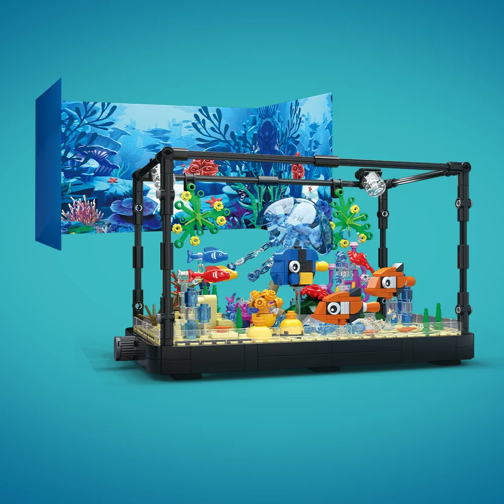 ชุดบล็อกตัวต่อตู้ปลาพร้อมไฟ，ตู - Aquarium Fish Saltwater บทวิจารณ์และราคา