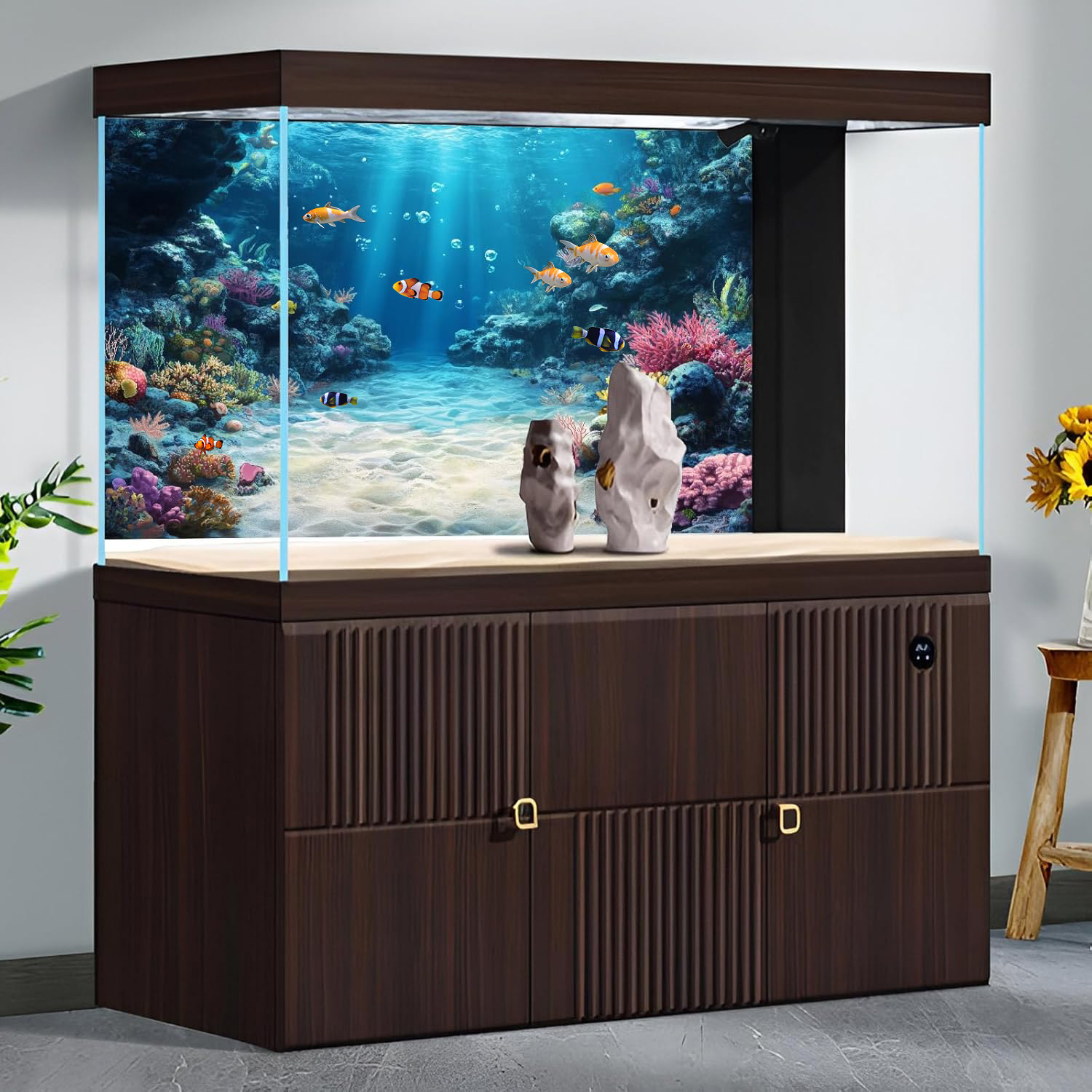 แนวคิดการตกแต่งพื้นหลังตู้ปลาแ - Aquarium Fish Rainbow บทวิจารณ์และราคา